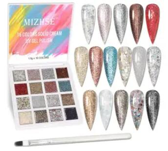 MIZHSE Solid Gel Glitter Polish Palette